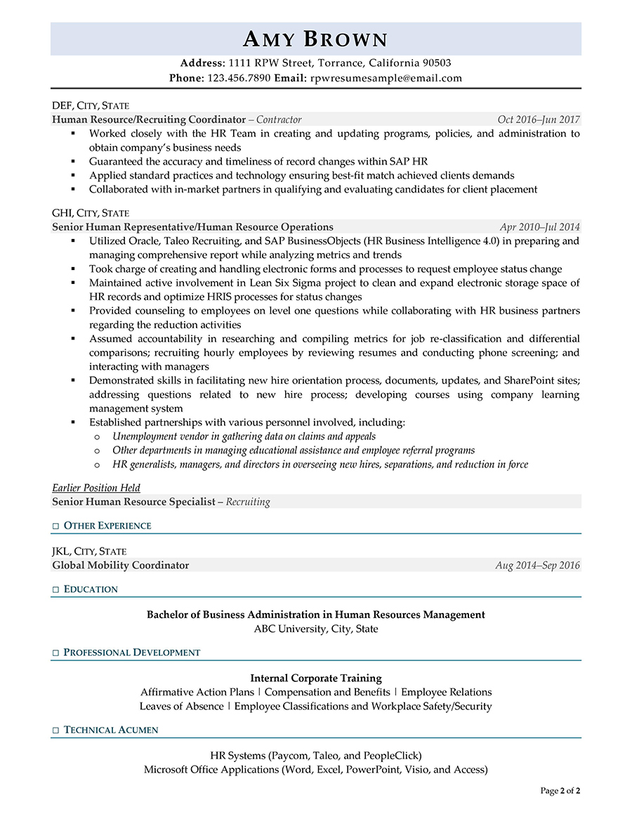 Resume Professional Writers Hr Manager Resume Example Page 2