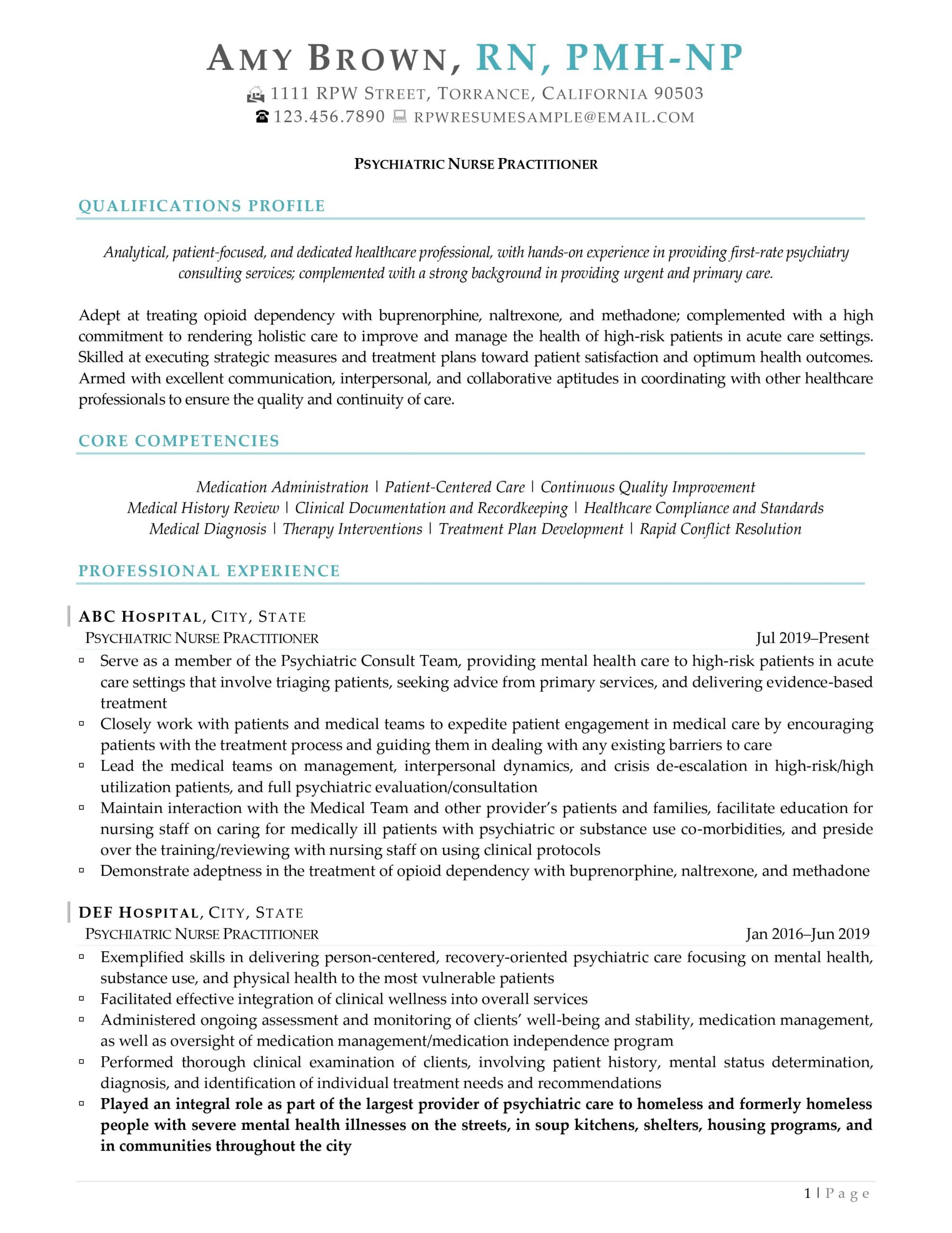Resume Professional Writers Nursing Resume Example Page One