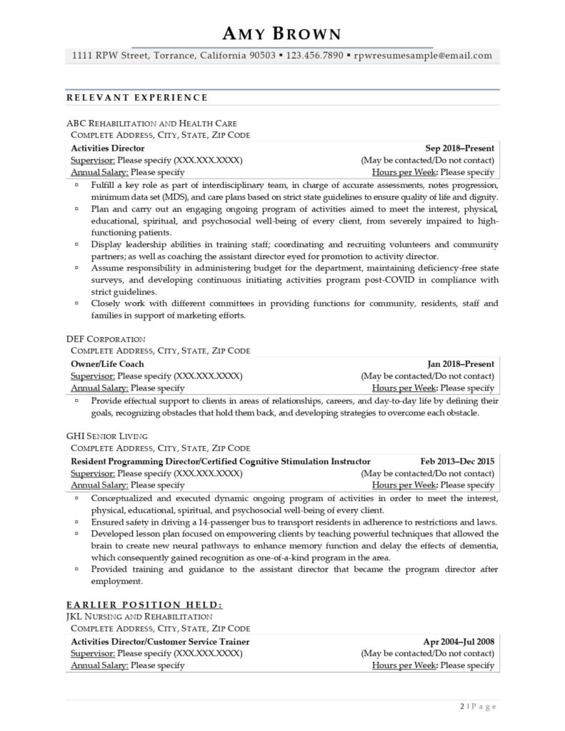 Rpw Federal Resume Example Page 02